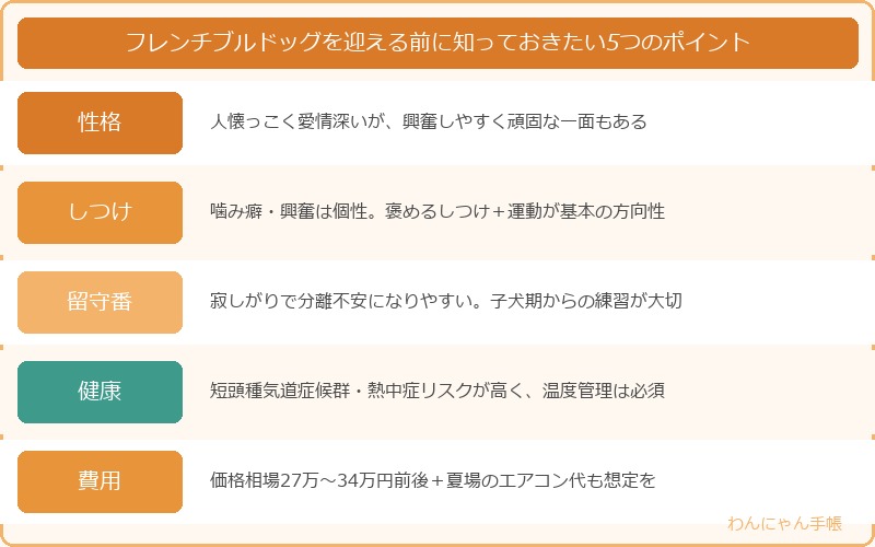 フレンチブルドッグを迎える前に知っておきたいポイント