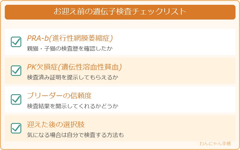 お迎え前の遺伝子検査チェックリスト